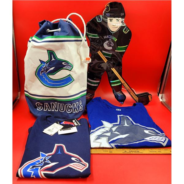 Vancouver Canucks T-Shirts, Bag & Canucks Player Sign