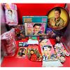 Image 1 : Elvis Collectibles Lot w/ Serving Tray, Tea Towel, Stocking, Oven Mitt, Puzzle, Blanket, & More