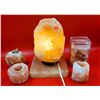 Image 1 : Himalayan Salt Lot w/ Lamp, Slab, Candleholders, & Rocks