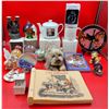 Image 1 : Collectible Lot w/ Looney Tunes Book of Memories, Gargoyle Candleholder, Stained Glass Horse, & More