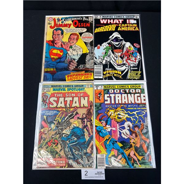 Lot of 4 Vintag Comics, On Board in Bag, 15 Cent Superman Etc