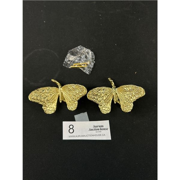 Lot of 2 Butterfly Brass Door Pulls