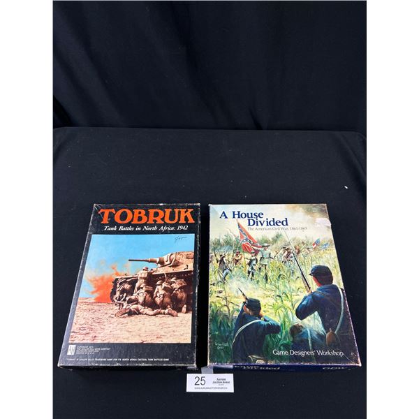 2 Vintage Military Boardgames Tobruk and A House is Divided