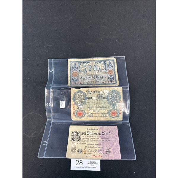 1910, 1915, 1923, German Bank Notes