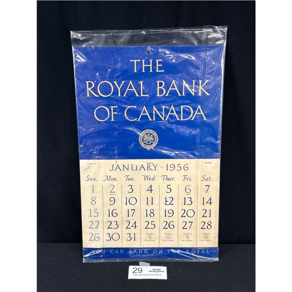 1956 Royal Bank of Canada, Cardboard Calendar 15" Tall