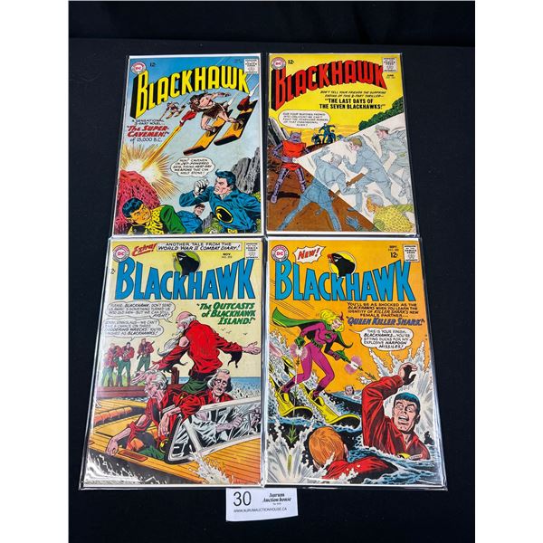 Lot of 4 12 Cent Black Hawk Comics On Board In Bag, All in Very Good Shape