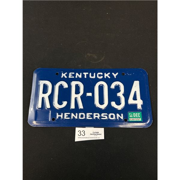 Vintage Kentucky License Plate