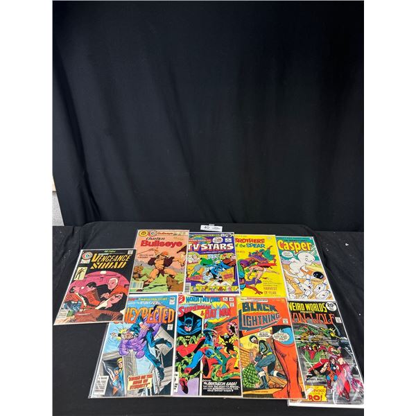 Lot of 9 Vintage Comics on Board in Bag, Vengence Squad, Weird Worlds, Etc