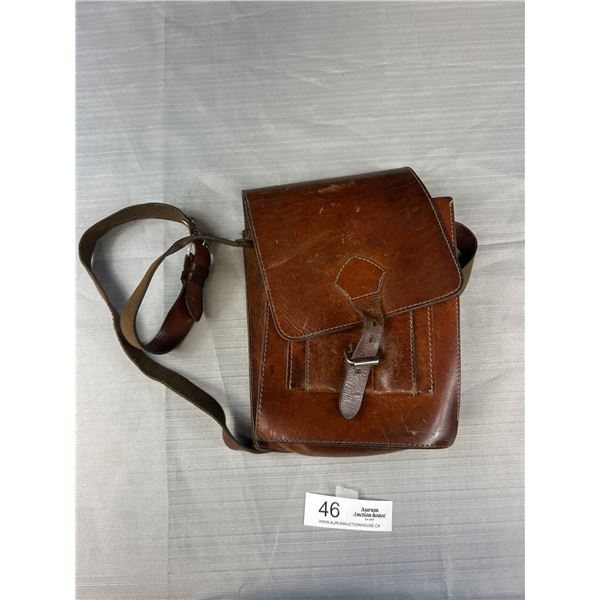 Vintage 10" Tall Leather Carry Bag