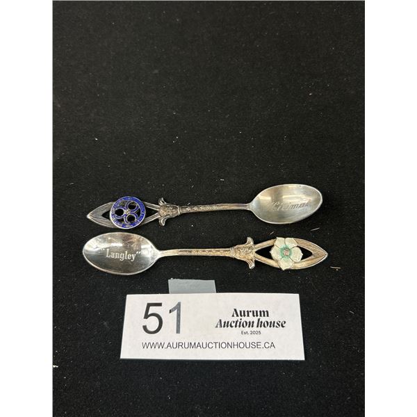 2 Vintage Sterling Silver BC Tourist Spoons
