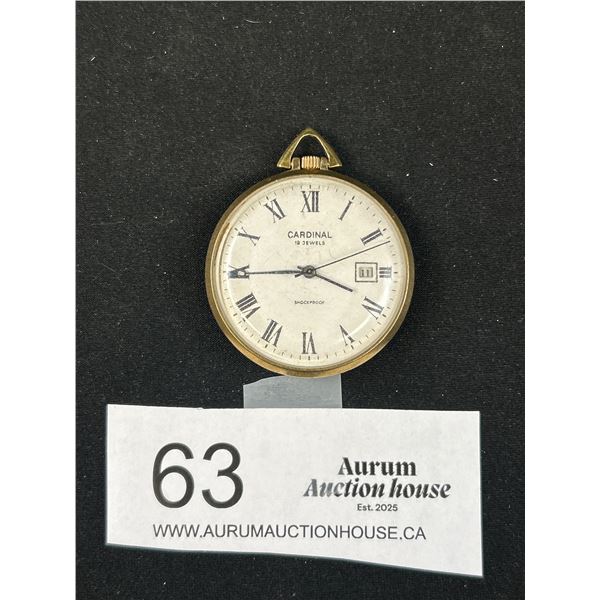 Vintage Cardinal 19 Jewel Pocket Watch in Working Order