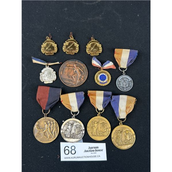 Lot of Vintage Sports Medals, Some w/ Ribbons