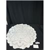 Image 1 : Vintage Embroidered White Work Table Cloth, w/ Flowers and Butterflies 26" Diameter