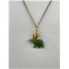 Image 2 : Vintage Gold w/ B.C. Jade Elephant Pendant Necklace Marked G.F. Joan River