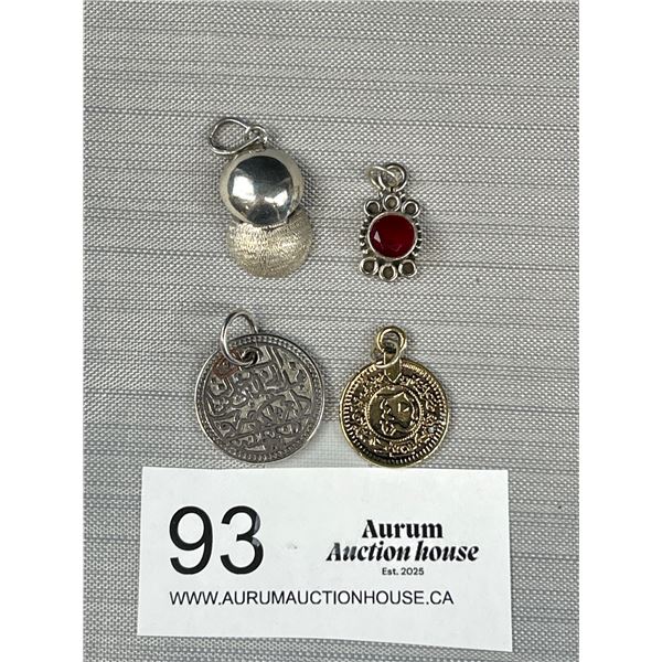 4 Vintage Pendants 2 in Sterling Silver