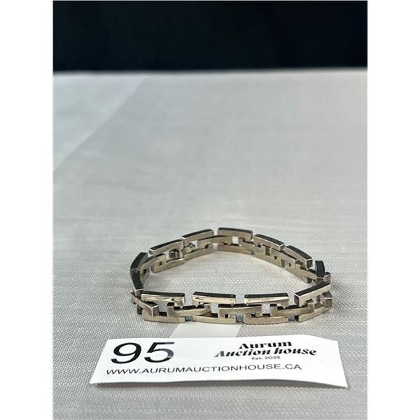 Solid Silver Link Bracelet, Marks Difficult To Read