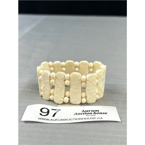 American Native Hand Engraved Bone Link Bracelet