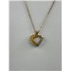 Image 2 : Pink Gold Filled w/ Topaz Stones Heart Shape Pendant + Chain Necklace