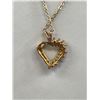 Image 3 : Pink Gold Filled w/ Topaz Stones Heart Shape Pendant + Chain Necklace