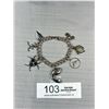 Image 1 : Vintage 925 Sterling Silver Link Bracelet w/ 7 Charms
