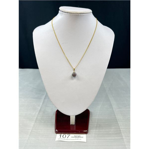 Gold Plated w/ Genuine Stone Bead Pendant Marked 18k G.P.