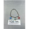 Image 1 : Vintage German Silver w/ 3 Enamel Charms (Heidelberg, Wiesbaden, Rudesheim) Bracelet
