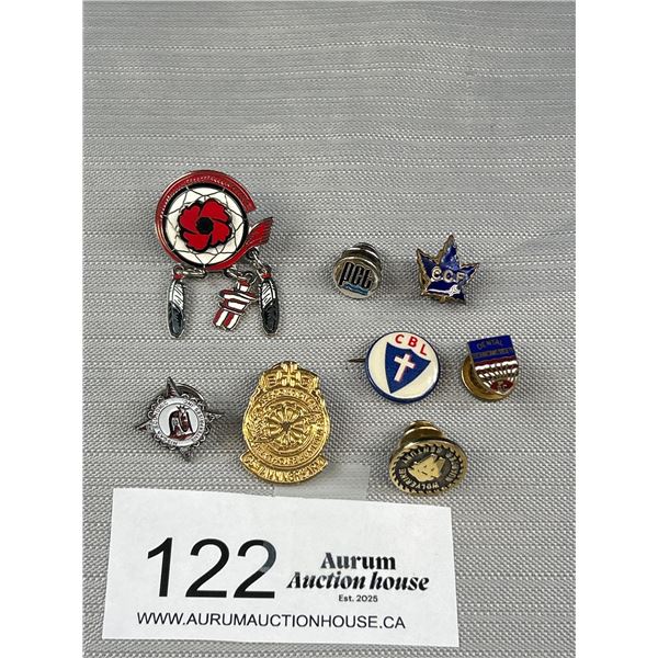 8 Vintage Collectors Pins, Some Are Sterling Silver