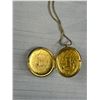Image 3 : Large (Vintage Gold Plated Hinged Picture Locket Pendant w/ Chain Marked Baer SF)
