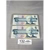 Image 1 : 2 1986 $5 Banknotes Misscut on Top Left Corners
