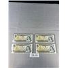 Image 1 : Lot of 4 Canadian In Sequence 1973 $1 Banknotes