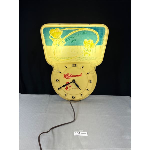 Vintage Richmond Dairy Light Up Clock