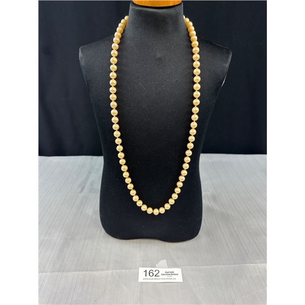 Vintage Large Pearls Necklace Knotted Original Silver Filigree Clasp