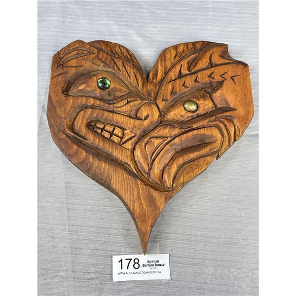 Nice West Coast Native, Heart Shaped Carving 12" Tall 11" Wide, Unsigned