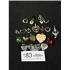 Image 1 : 20 Vintage Sivler Gold Glass Heart Pendants, One Locket Some Floaters