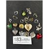 Image 2 : 20 Vintage Sivler Gold Glass Heart Pendants, One Locket Some Floaters