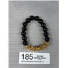 Image 1 : Black Onyx Beads w/ Gold Plated Dragon Heads Bracelet