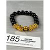 Image 3 : Black Onyx Beads w/ Gold Plated Dragon Heads Bracelet