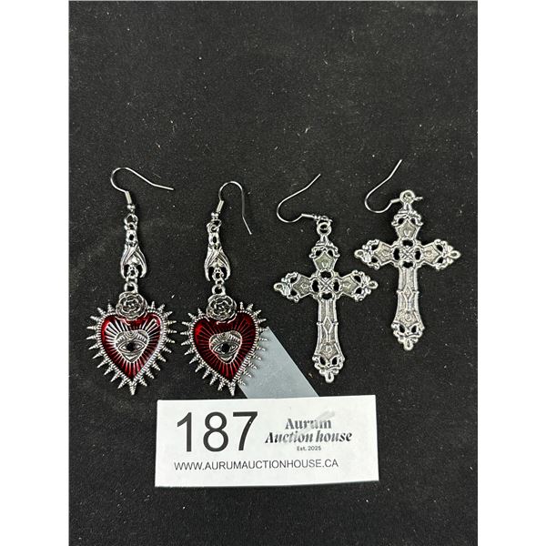2 Pairs of Silver Plated Religious Earrings