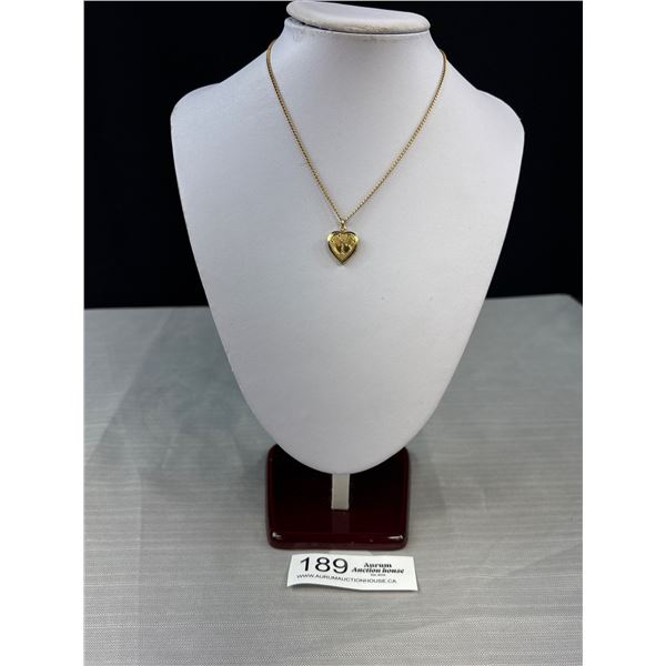 Gold Plated Hinged Heart Locket Pendant w/ Chain Necklace