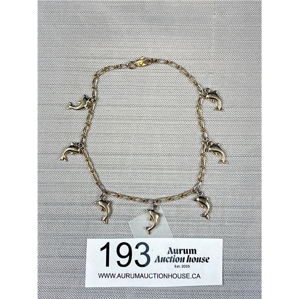 Lovely Silver Plated Dolphin Charms Bracelet