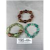 Image 1 : 3 Large Art Glass Beads Bracelet