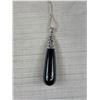 Image 3 : Silver Plated Black Onyx Stone Pendant w/ Chain Necklace