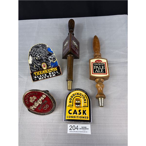 5 Pcs Beer Tap Handles + Tap Handle Toppers