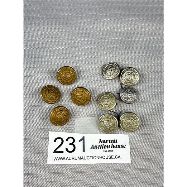 10 Canadian National Railways Tunic Buttons (Early 1900s)