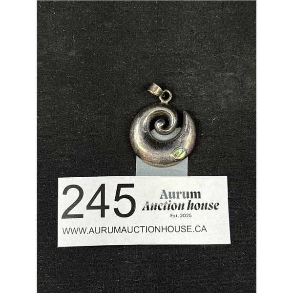 A Heavy Quality Sterling w/ Abalone Inlay Pendant
