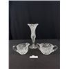Image 1 : Beautiful Vintage Sawcut Crystal Larger Cream and Sugar and 10" Vase