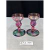 Image 2 : Pair of Vintage Opalescent Candle Holders - 5" Tall