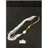 Image 2 : Showstopper White Multi Strand Micro Glass Bead Necklace w/Various Coloured Beads