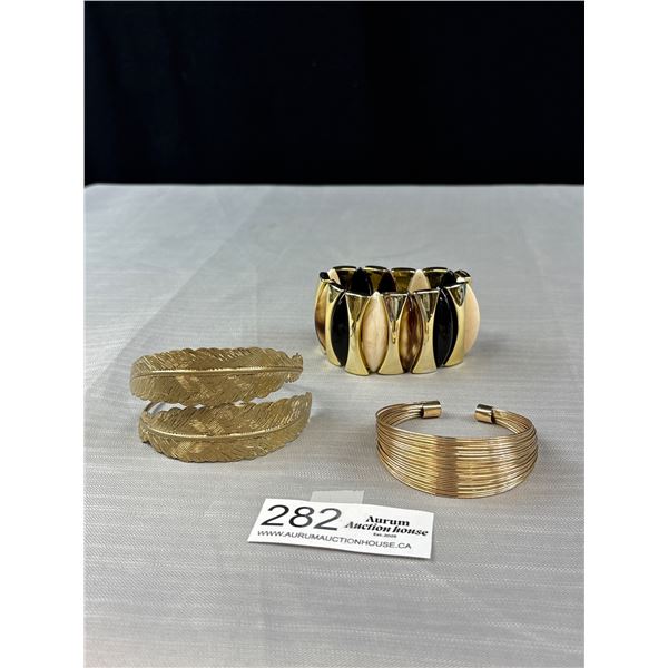 3 Pretty Vintage Goldtone Bracelets