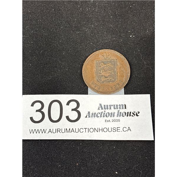 An Early (1868) Copper Token From Guernsey Vg Condition